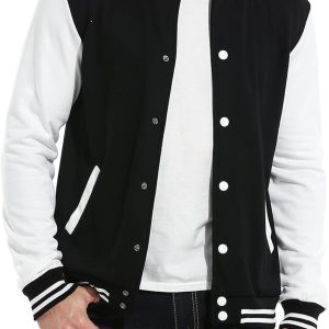 Men Fashion Varsity Jacket Causal Slim Fit Cotton Letterman Baseball Bomber Jackets